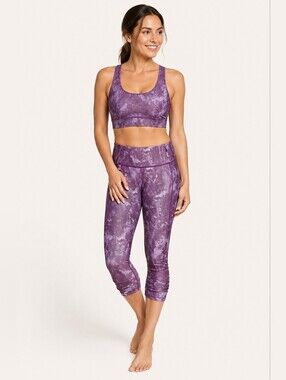 Calia Purple Galaxy Rouched Crop Leggings